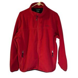 LL Bean Men's Fleece Full Zip Jacket Size L Red Gorpcore Hiking Workwear Outdoor